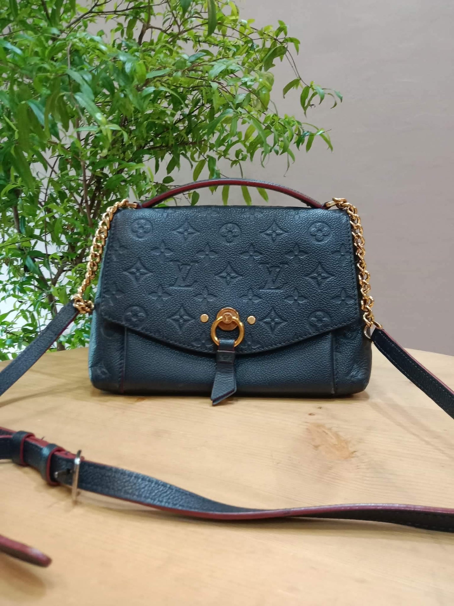 Louis Vuitton Marine/Rouge Monogram Empreinte Leather Blanche BB Bag
