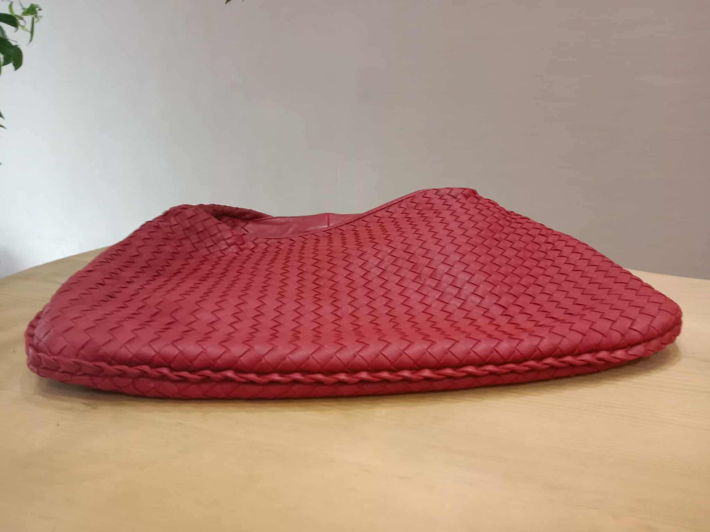 Bottega Veneta Intrecciato Hobo Bag Red