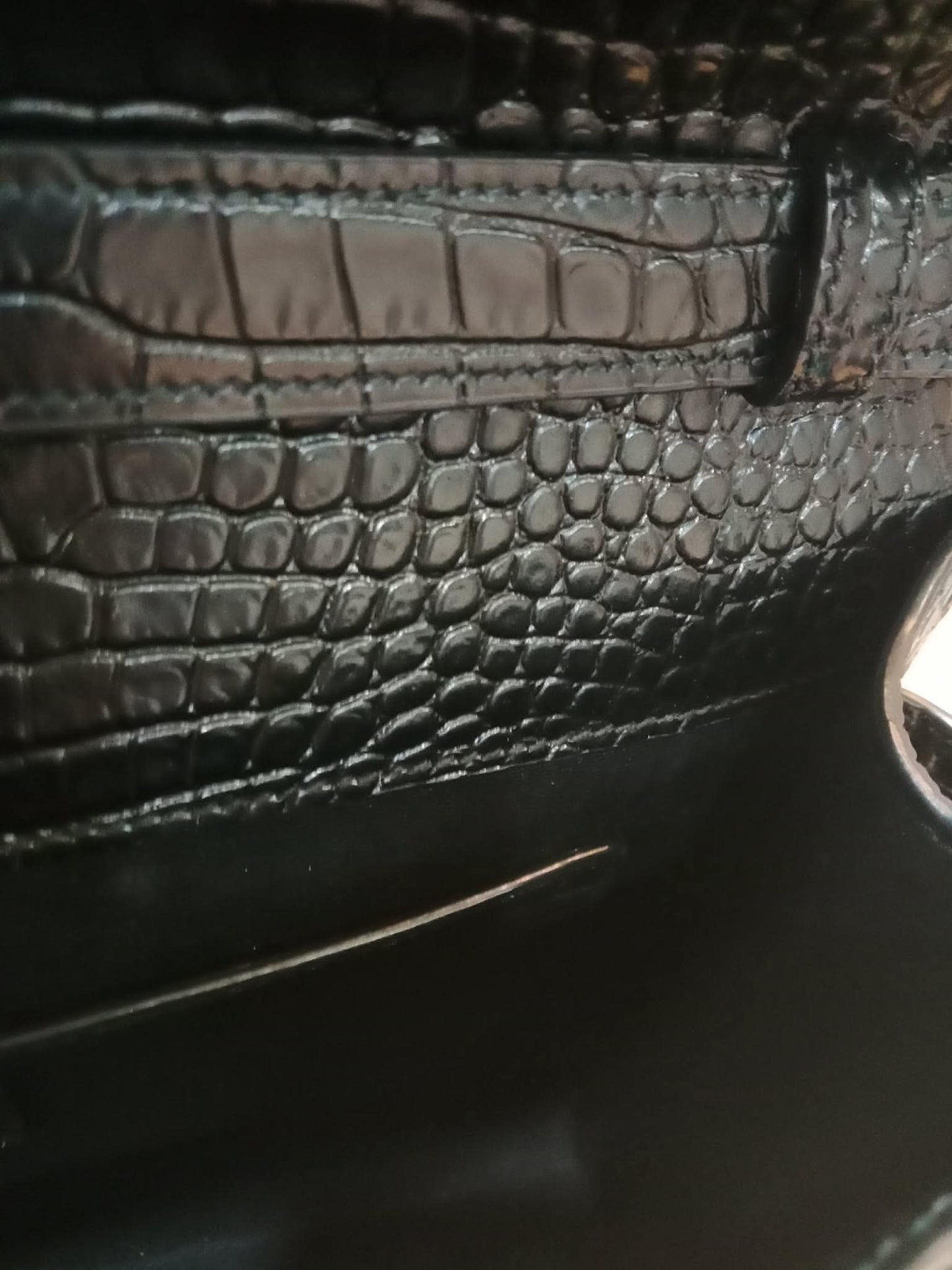 Saint Laurent Manhattan Crocodile Embossed Leather Black