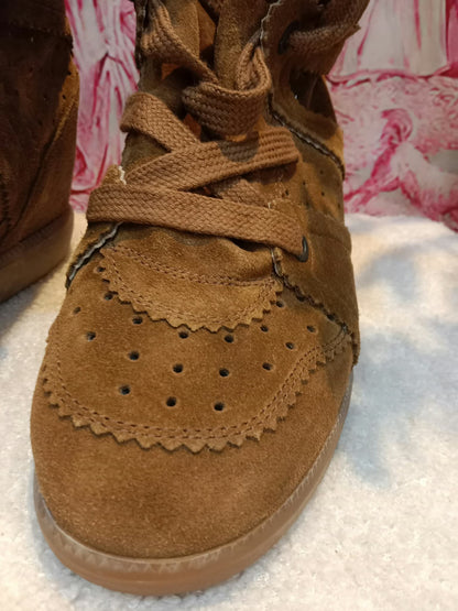 Isabel Marant Bobby Suede Sneaker Boots Brown/Caramel Size 38