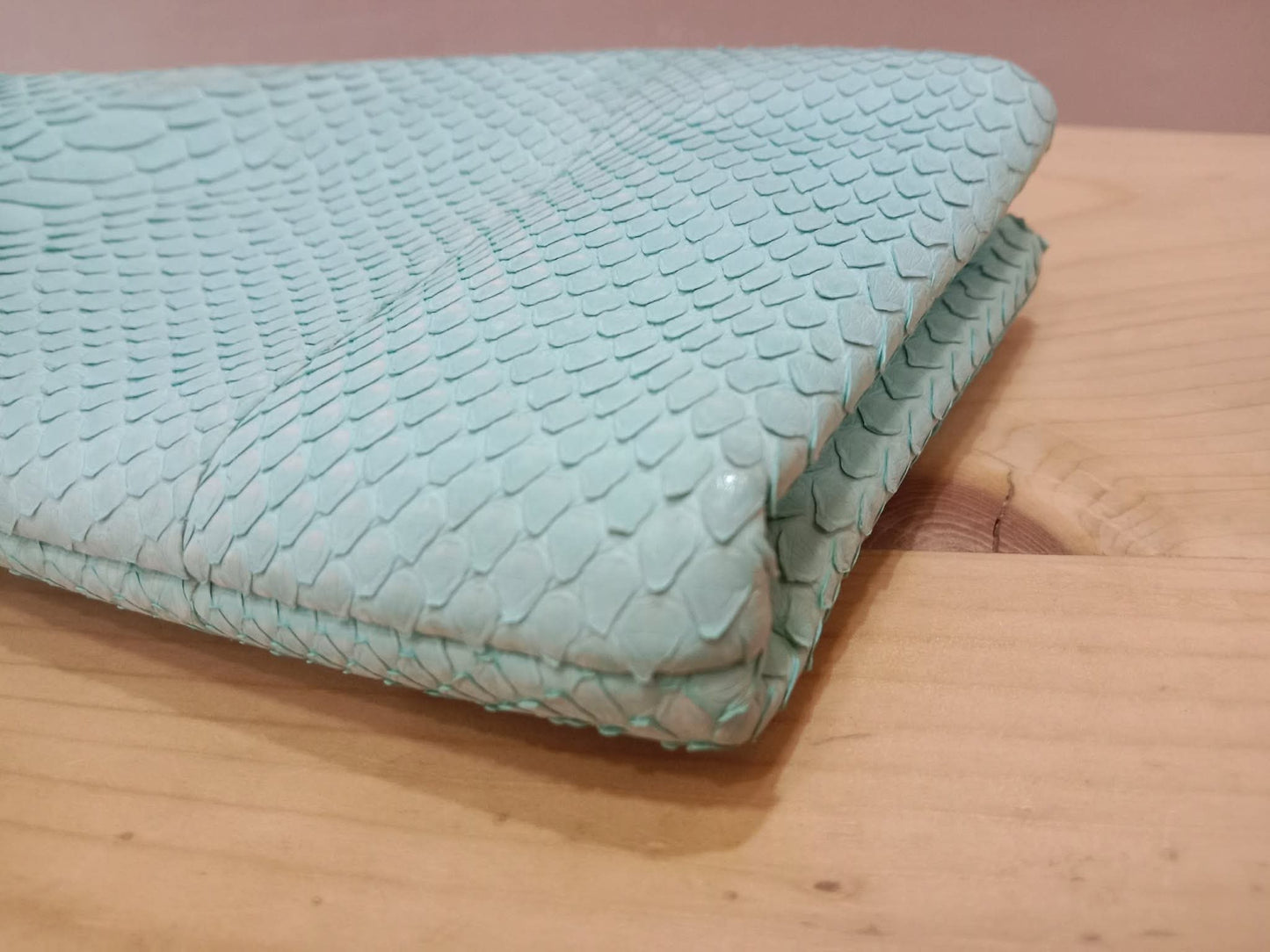 Chanel Mint Green Python Leather Clutch With a Silver-Toned Kiss-Lock Closure Series 15
