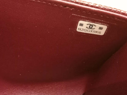Chanel Tophandle Lizard Embossed Calfskin Clutch Dar Burgundy Microchipped