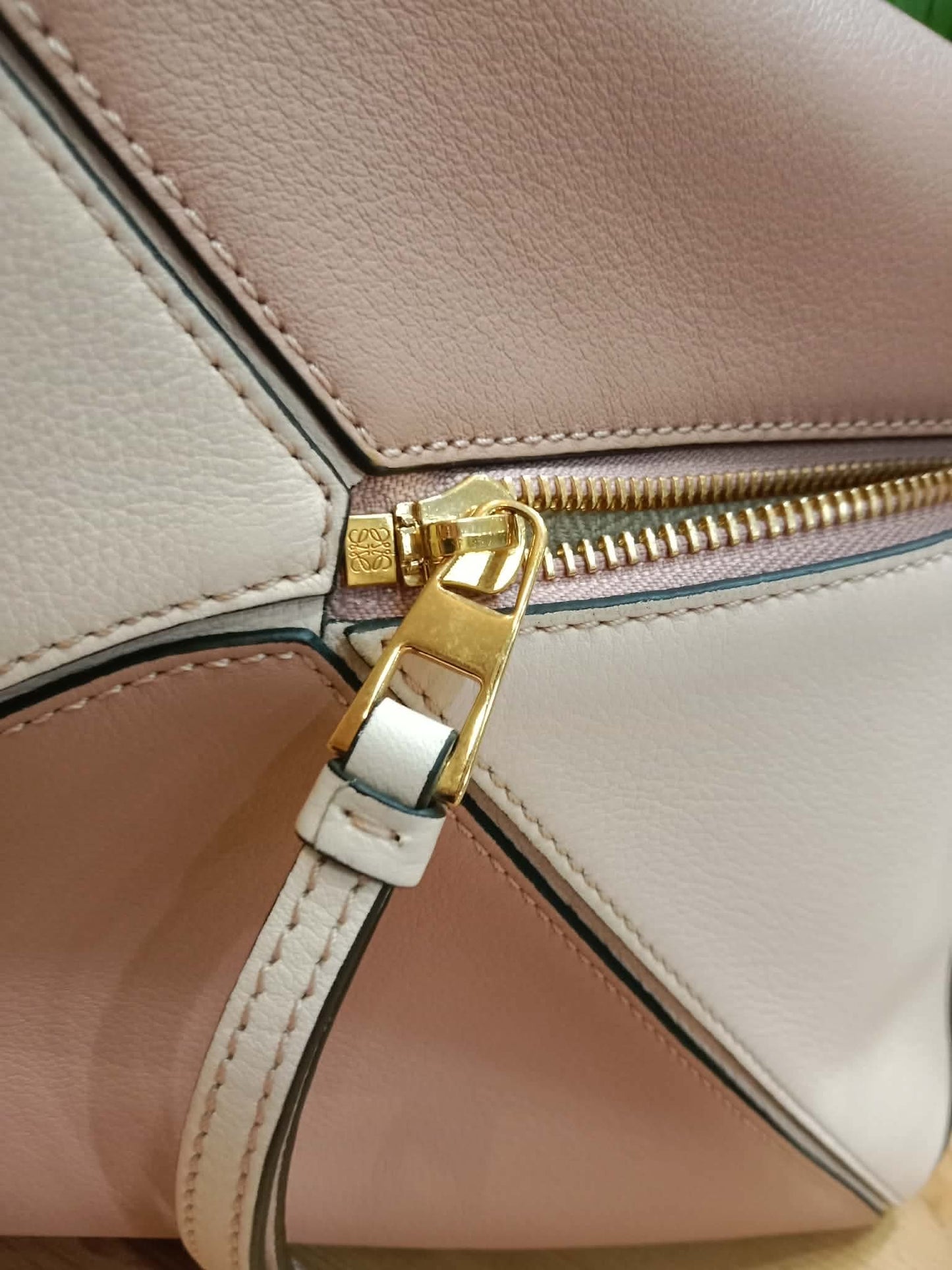 Loewe Suede Puzzle Bag Tricolor Blush Pink Medium