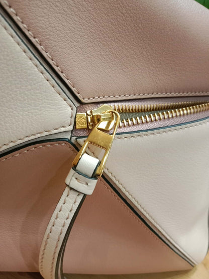 Loewe Suede Puzzle Bag Tricolor Blush Pink Medium