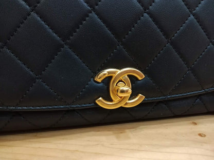 Chanel La Parisienne Quilted Lambskin Tophandle Bag Black Series 30