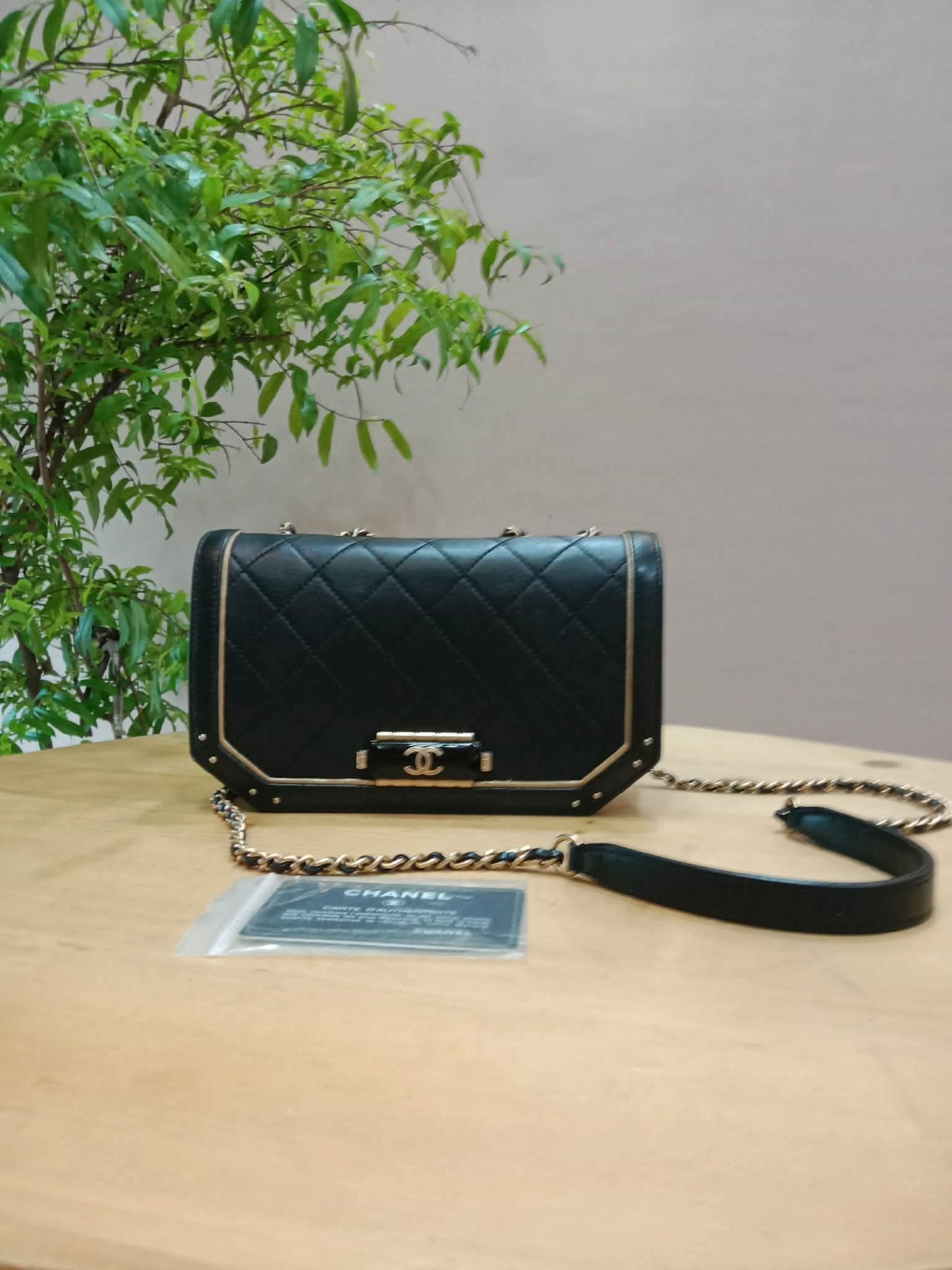 Chanel CC Crossing Leather Chain Shoulder Bag Lambskin Series 23