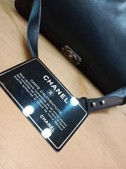 Chanel Boy Reverso Flap Bag Quilted Borders Antique Silver Hardware Series 18