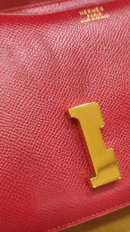 Hermes Constance 18 Red Courchevel Stamp Y Circle 1995