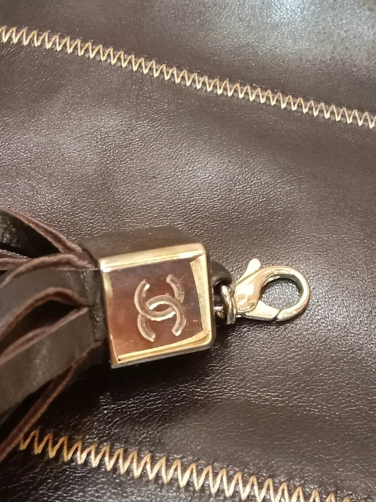 Chanel Drawstring Lambskin Black Tote Bag Series 8