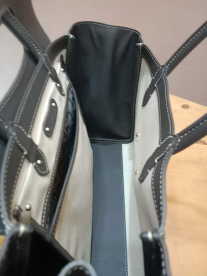Goyard Saigon Tote Bag Goyardine Canvas with Structured Leather Trim Gris MM