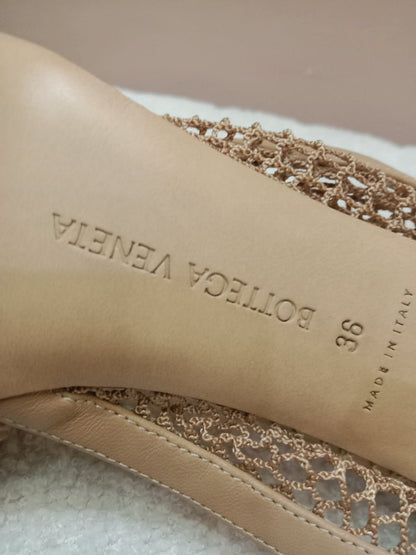Bottega Veneta Mesh Nappa Chunky Chain Sandals Beige Size 36