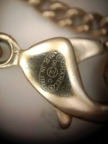 Chanel Crystal CC Pendant Crystal Necklace Silver
