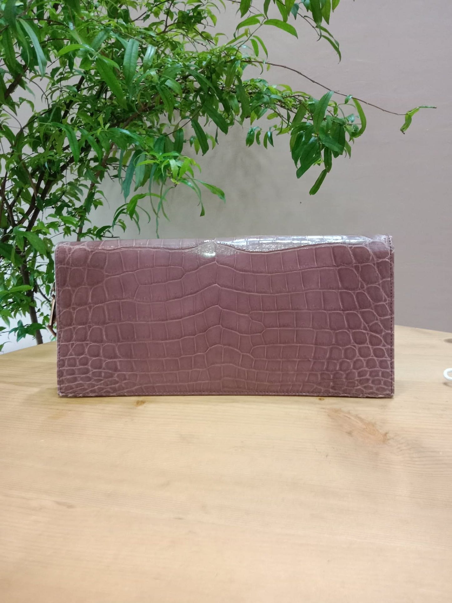 Dior Crocodile Embossed Mauve Clutch