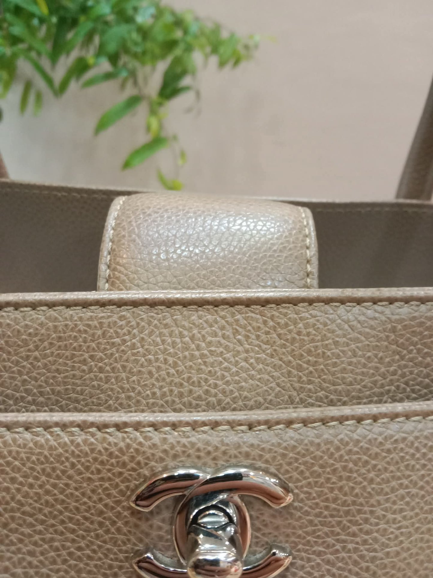 Chanel Cerf Executive Tote in Neutral Taupe Color CC Turnlock Closure Series 17