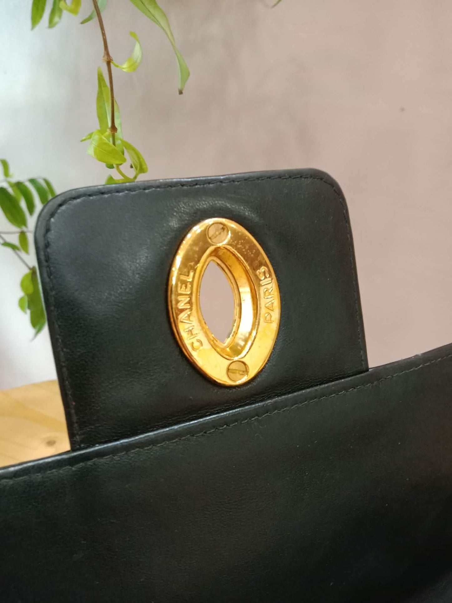 Chanel Vintage Briefcase Quilted Patent Black