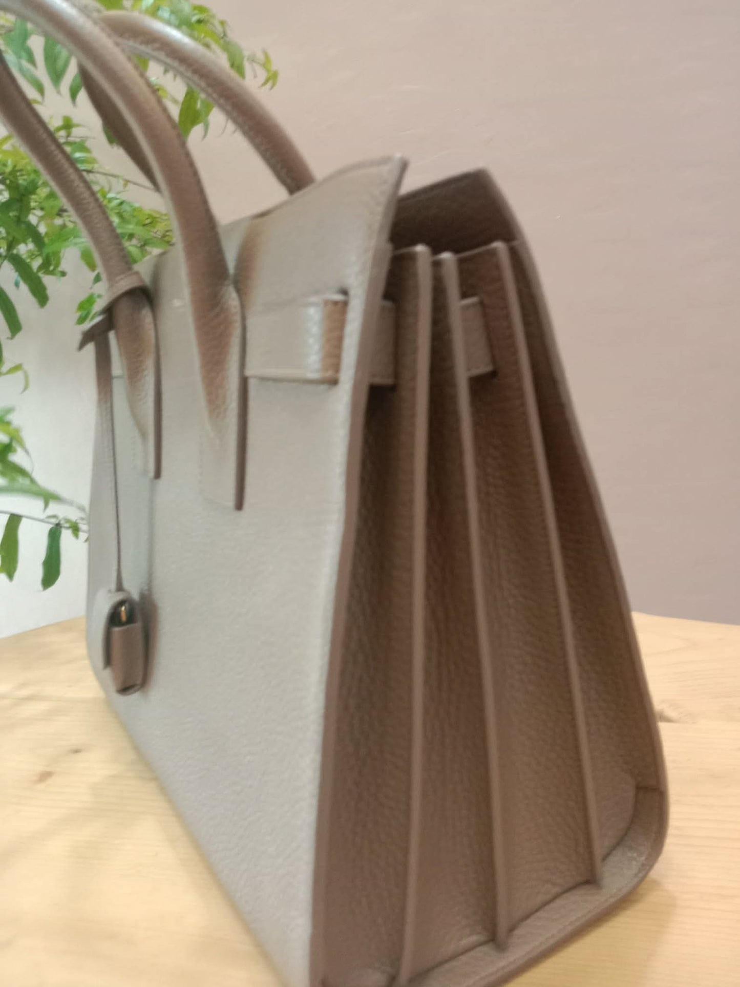 Saint Laurent Sac De Jour Taupe Grained Leather