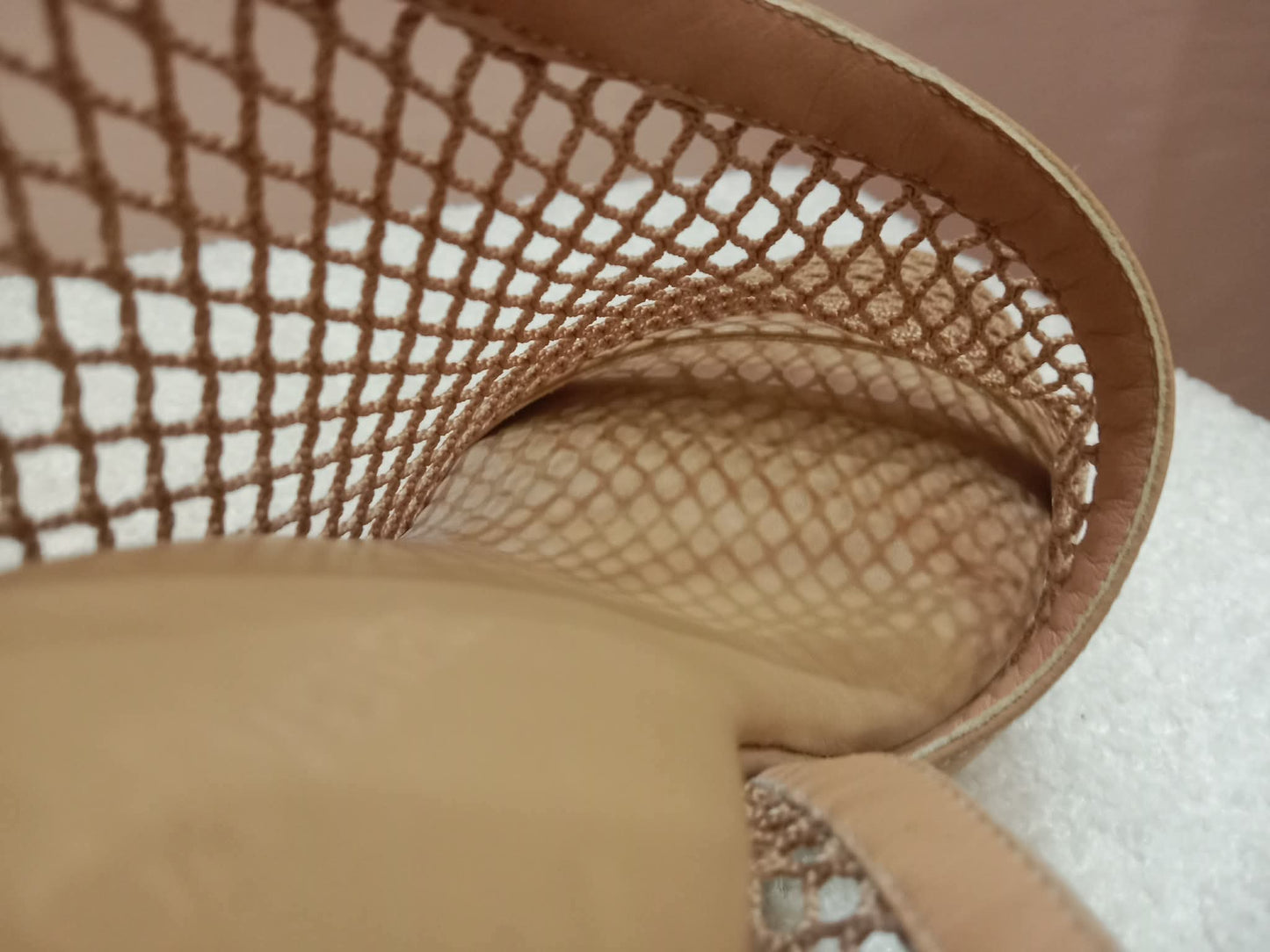Bottega Veneta Mesh Nappa Chunky Chain Sandals Beige Size 36
