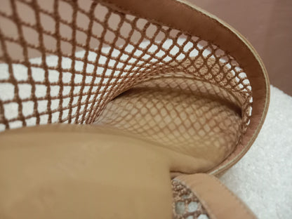 Bottega Veneta Mesh Nappa Chunky Chain Sandals Beige Size 36