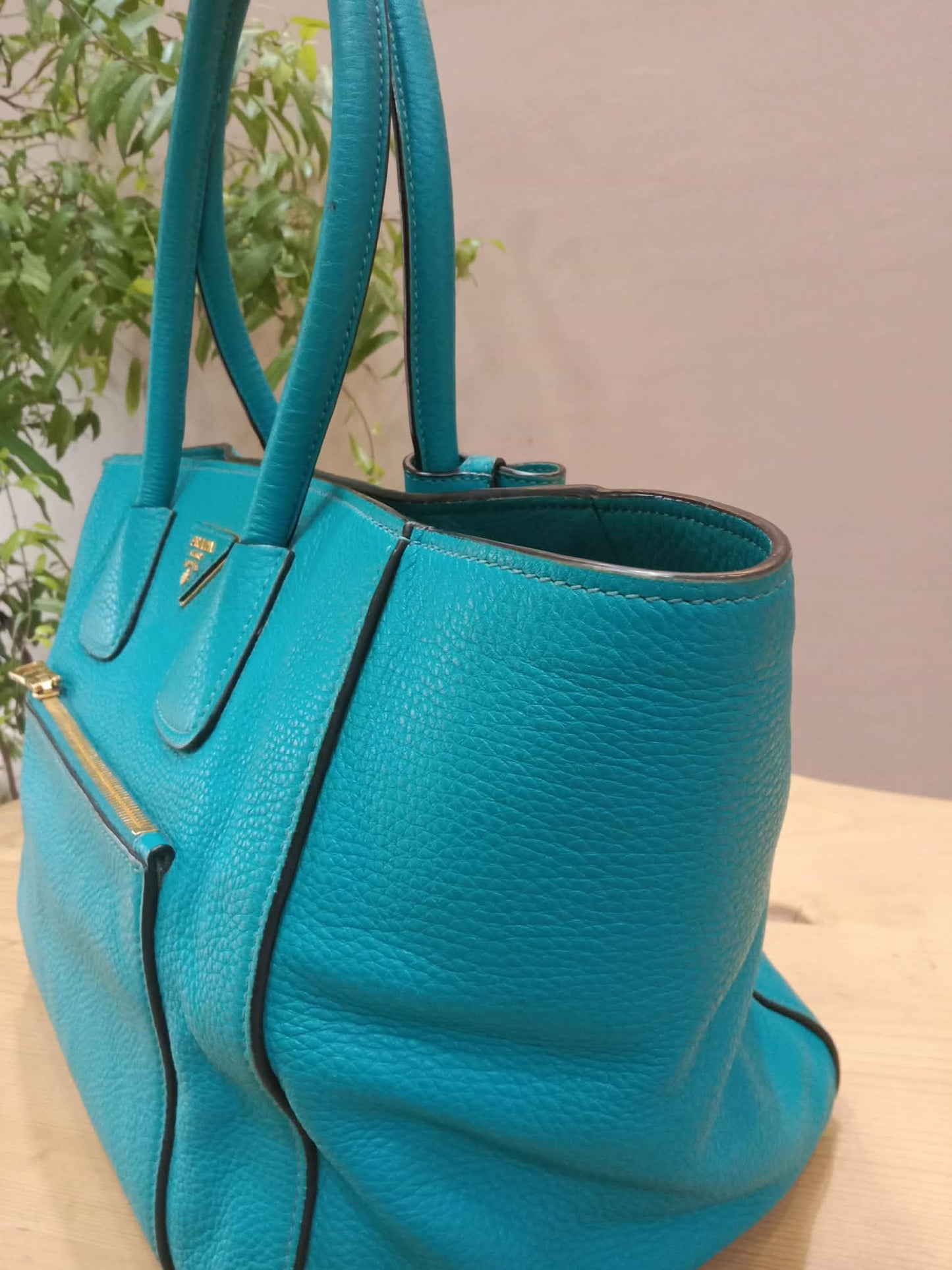 Prada Vitello Daino Turquoise Bag