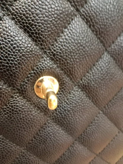 Chanel Vintage Caviar Kelly Flap Tophandle Black Series 7
