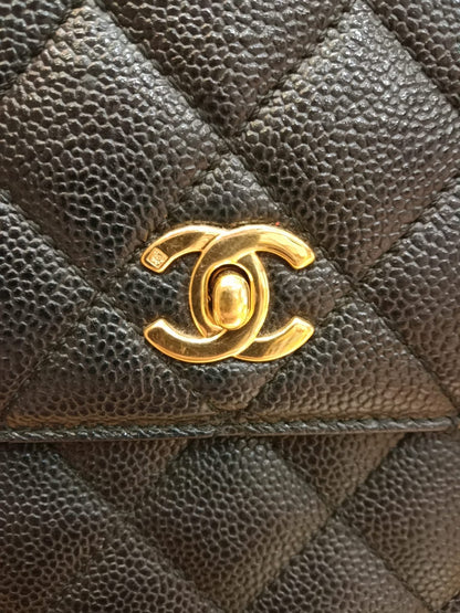 Chanel Vintage Caviar Kelly Flap Tophandle Black Series 7