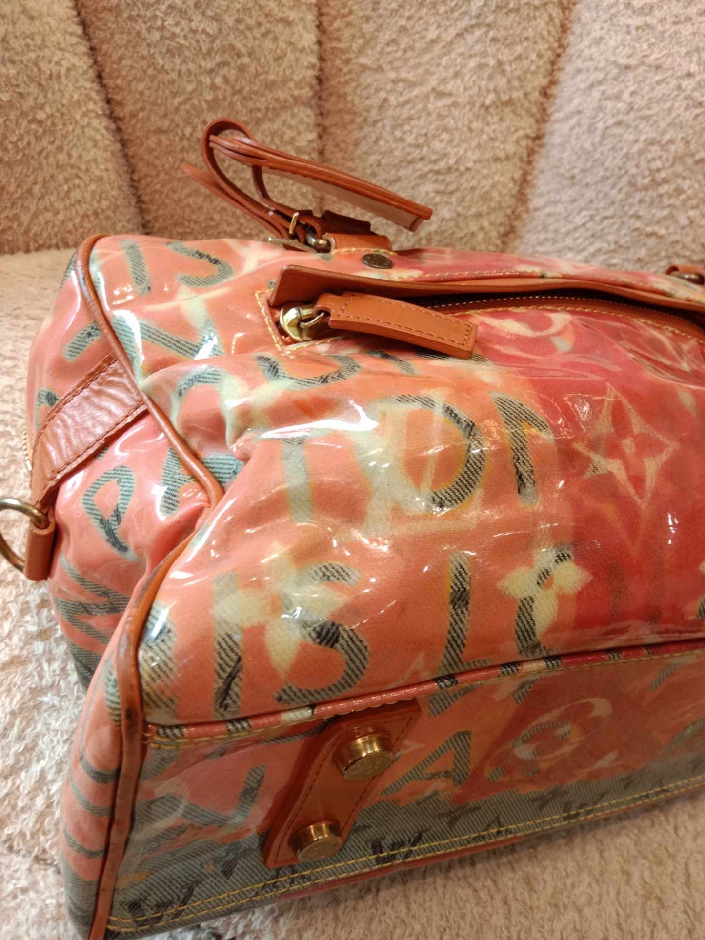 Louis Vuitton Richard Prince Limited Edition Le Rosel Orange Denim Pulp Weekender Bag