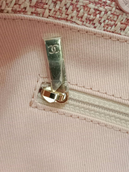 Chanel Deauville Tote Tweed Pink Microchipped