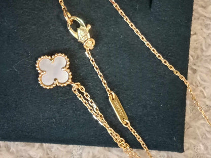 Van Cleef & Arpels Sweet Alhambra White Mother of Pearl 18K Gold Necklace
