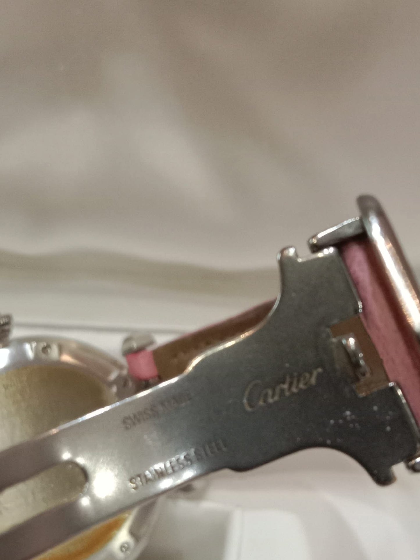 Cartier Pasha C Pink Blue Limited Edition Watch 35mm Stainless Steel Case Pink Alligator Leather Strap