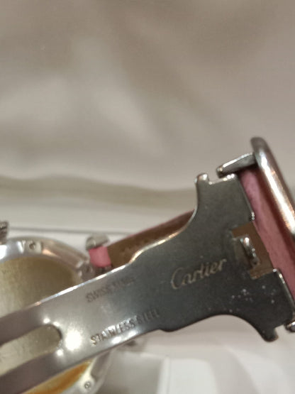 Cartier Pasha C Pink Blue Limited Edition Watch 35mm Stainless Steel Case Pink Alligator Leather Strap