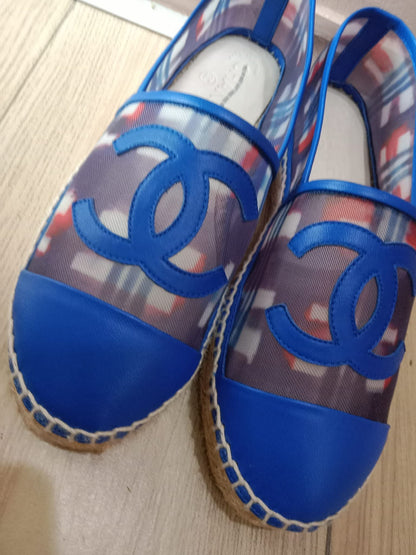 Chanel CC Espadrille Flats Blue Size 37