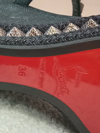 Christian Louboutin Pyraclou Wedge Black Pyramid Studs Size 36