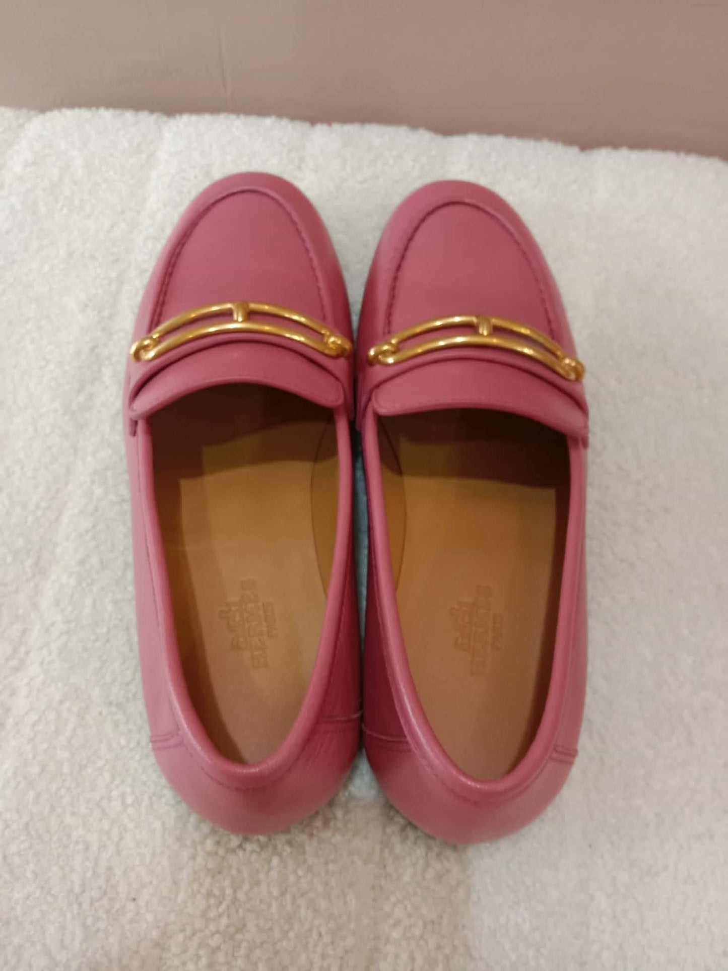 Hermes Colette Loafers Gold-Plated Roulis Size 35 Pink