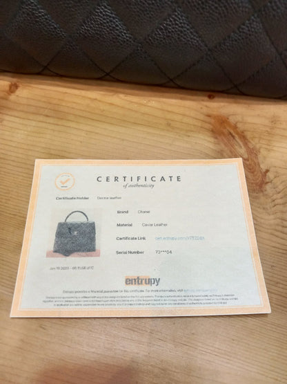 Chanel Vintage Caviar Kelly Flap Tophandle Black Series 7