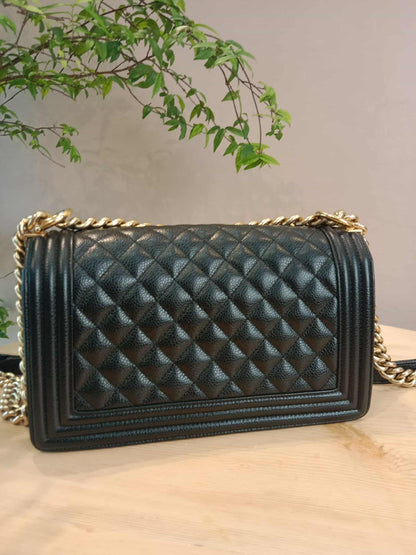 Chanel Leboy Old Medium Quilted Caviar Black Series 25
