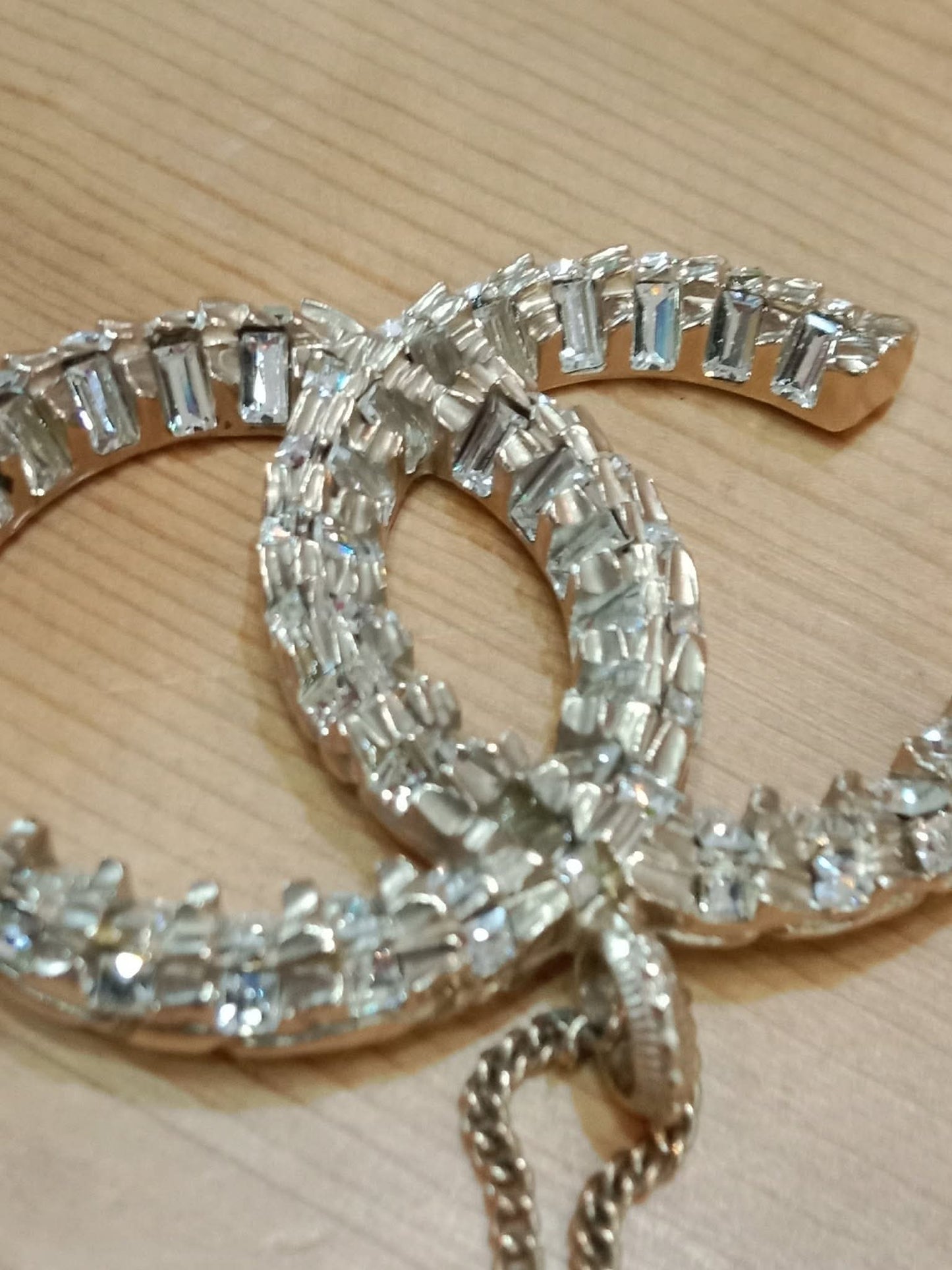 Chanel Crystal CC Pendant Crystal Necklace Silver