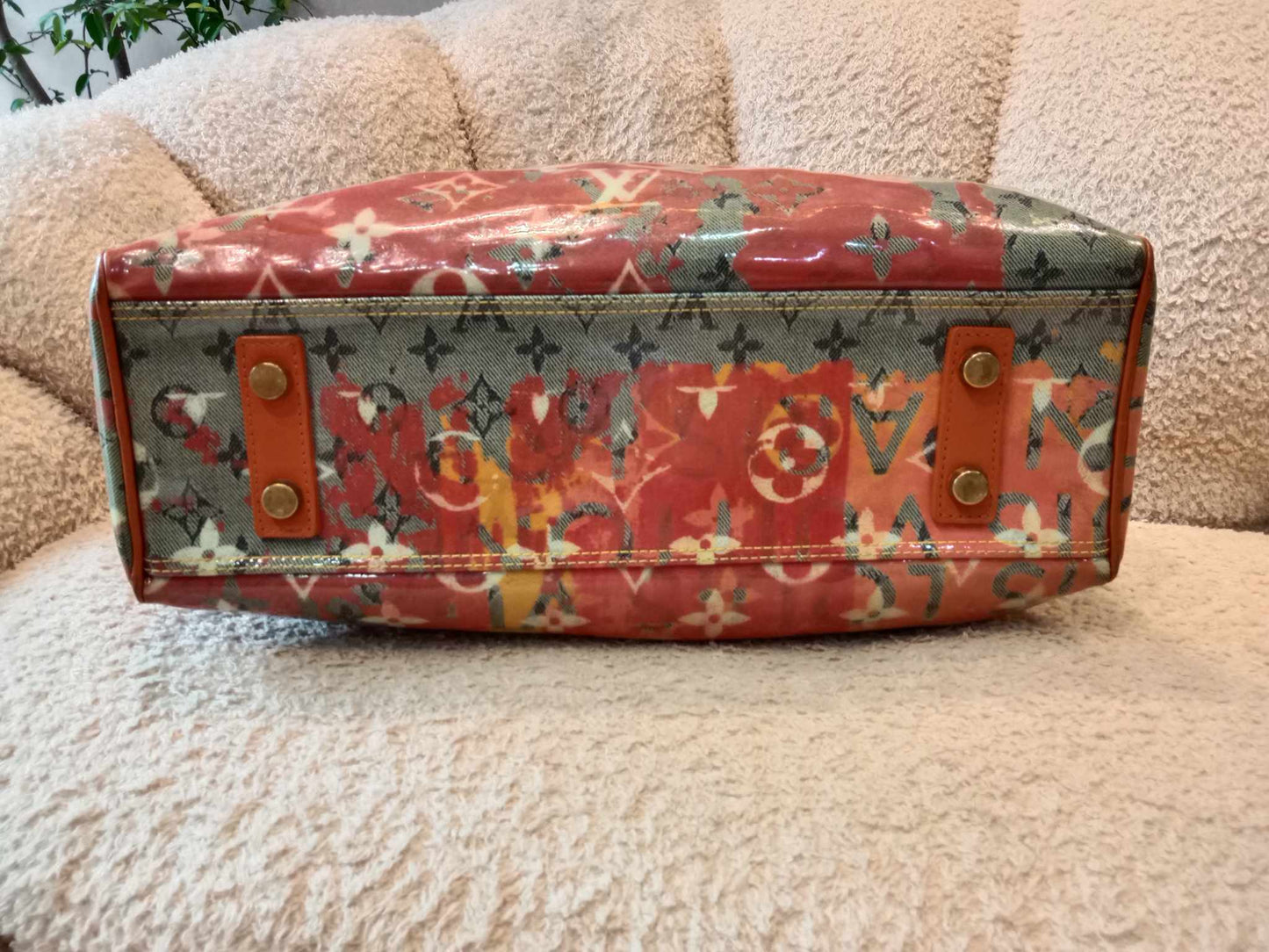 Louis Vuitton Richard Prince Limited Edition Le Rosel Orange Denim Pulp Weekender Bag