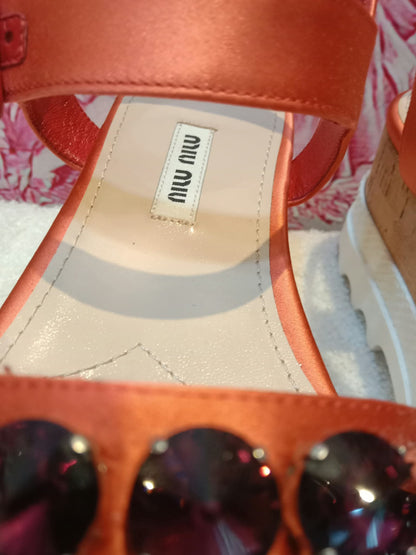 Miu Miu Platform Sandals Orange Size 36.5