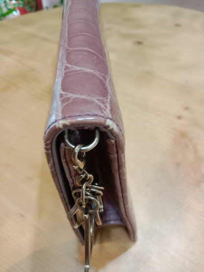 Dior Crocodile Embossed Mauve Clutch