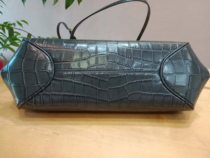 Chanel Crocodile Embossed Calfskin Clutch with Leather Strap Microchipped