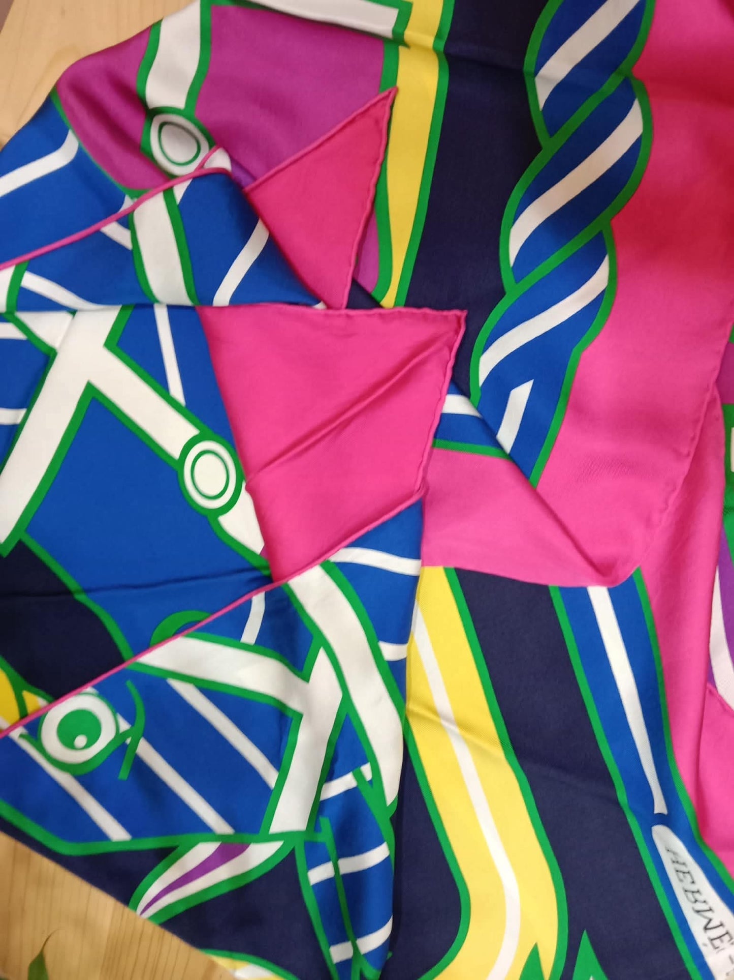 Hermes Triangular Silk Scarf Multicolor Quadrige Bayadere Pattern