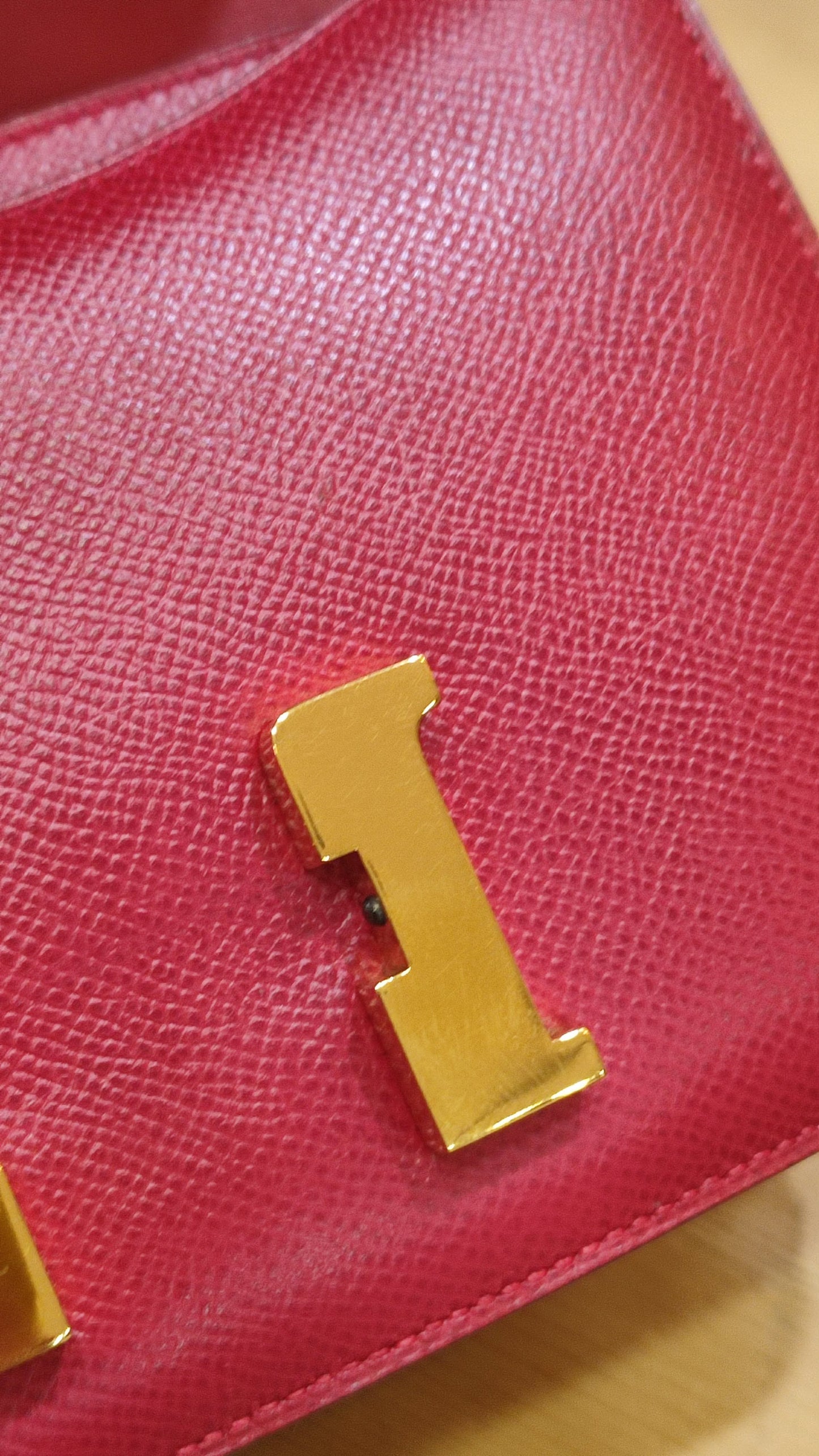 Hermes Constance 18 Red Courchevel Stamp Y Circle 1995