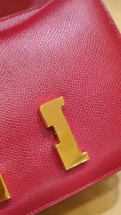 Hermes Constance 18 Red Courchevel Stamp Y Circle 1995