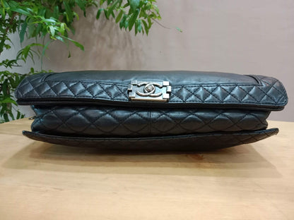 Chanel Boy Reverso Flap Bag Quilted Borders Antique Silver Hardware Series 18