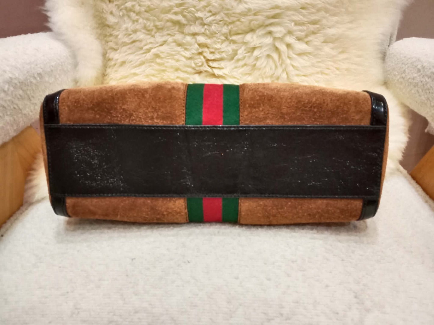 Gucci Ophidia Brown Suede Boston Bag