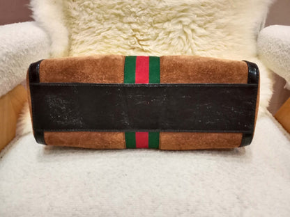 Gucci Ophidia Brown Suede Boston Bag