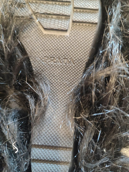 Prada Rossa Fur Black Boots Size 35