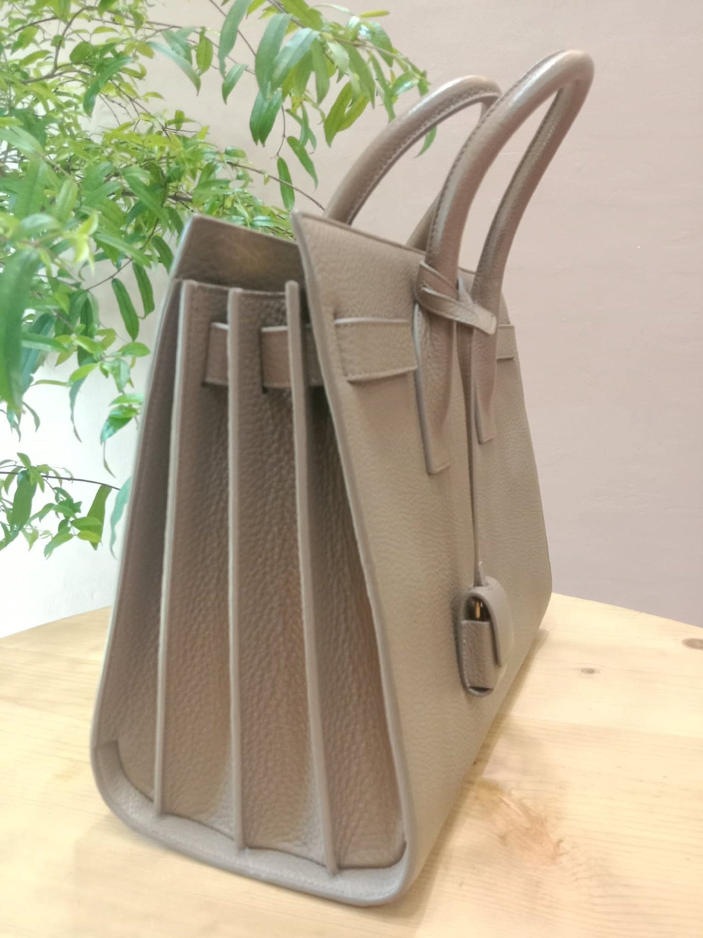 Saint Laurent Sac De Jour Taupe Grained Leather