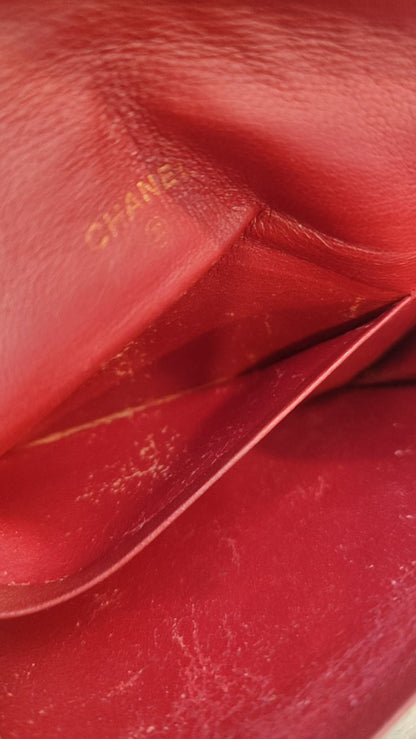 Chanel Vintage Envelope Wallet Red Lambskin Series 3
