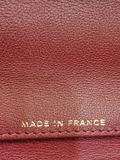Chanel Tophandle Lizard Embossed Calfskin Clutch Dar Burgundy Microchipped